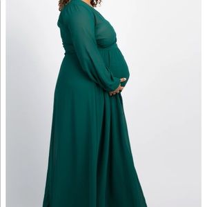Pink Blush Maternity, Green Chiffon Long Sleeve Dress